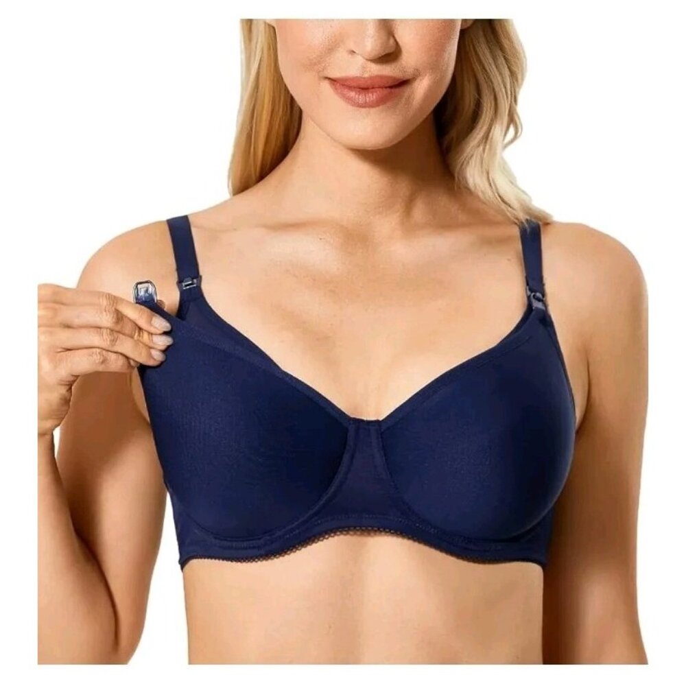 Gratlin Women 32F Underwire Nursing Bra Full Coverage Padded Blueberry A010S NWT